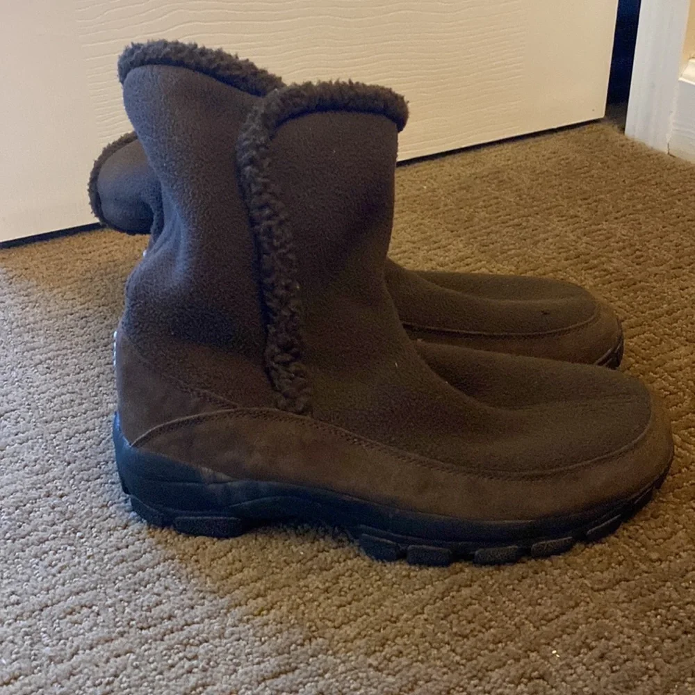Lands End Brown Sherpa Lined Boots